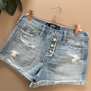 Hollister High Rise Short-Short Button Fly Cut Off Jean Shorts